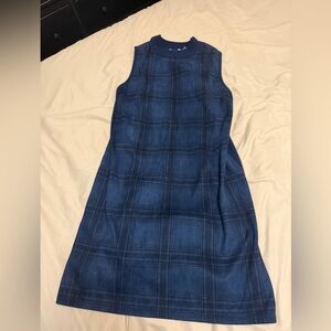Love Riche Navy Checkered Midi Dress